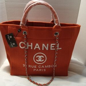 Orange canvas tote